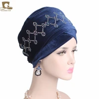 new fashion luxury women velvet turban headband diamante extra long head wraps hijab head scarf turbante