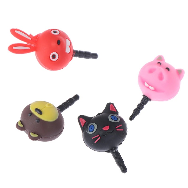 Наушники 3 5 мм разъем от пыли милые животные кошка свинья кролик медведь курица