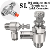 sl304 stainless steel metal pneumatic quick coupling hose m5 18 14 38 12 bsp air speed control valve acceleration valve