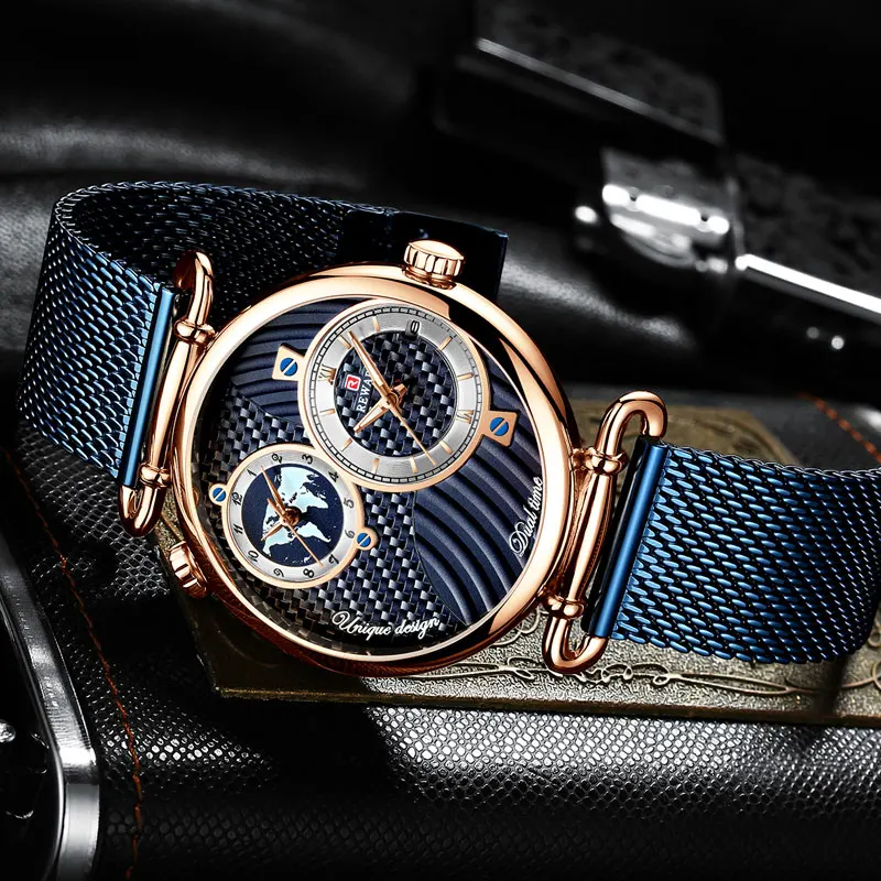 Несколько часовых поясов наручные часы Мужские лучший бренд класса люкс новые