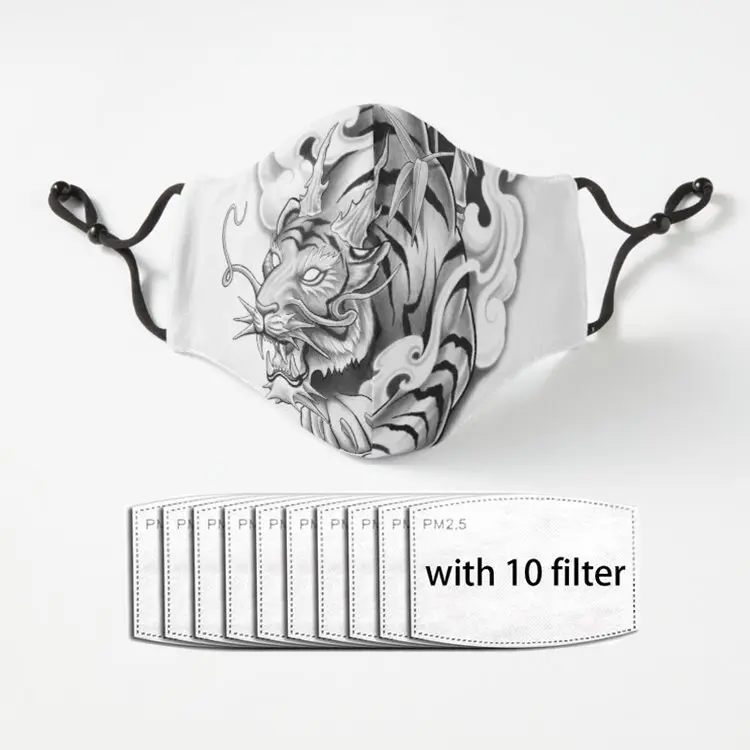 

Тигровый дракон, мифическое китайское существо с бамбуковой маской для взрослых, многоразовая маска для лица из полиэстера