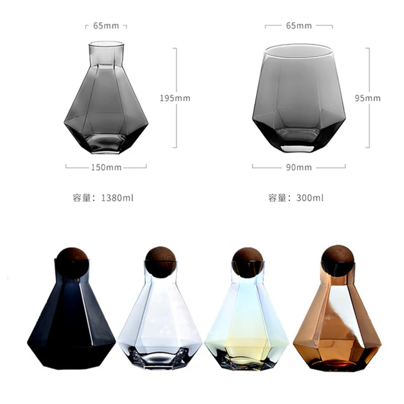 1400 шестигранный геометрический разливщик Красного Вина Стеклянный Графин