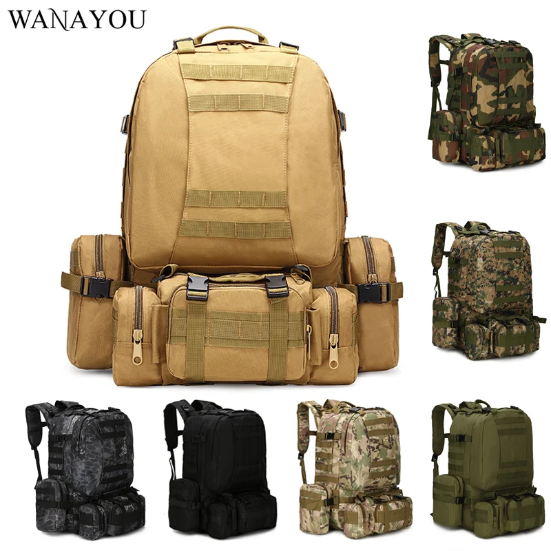 

600D 50L Tactical Backpack,Multi 4 in 1 Military Hiking Backpacks,Men Molle Sports Outdoor Hiking Bags,Trekking Army Rucksack