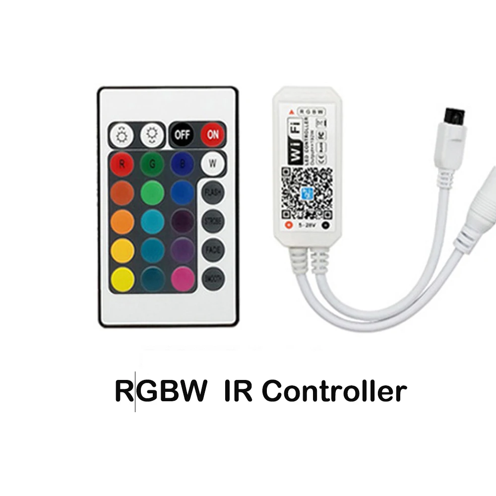 IR 24key RGBW WIFI WiFi беспроводной светодиодный смарт-контроллер для 2835 5050 Светодиодный светильник полоски бесплатное приложение работает с системой Android и IOS мобильный телефон - Цвет: IR 24key RGBW WIFI