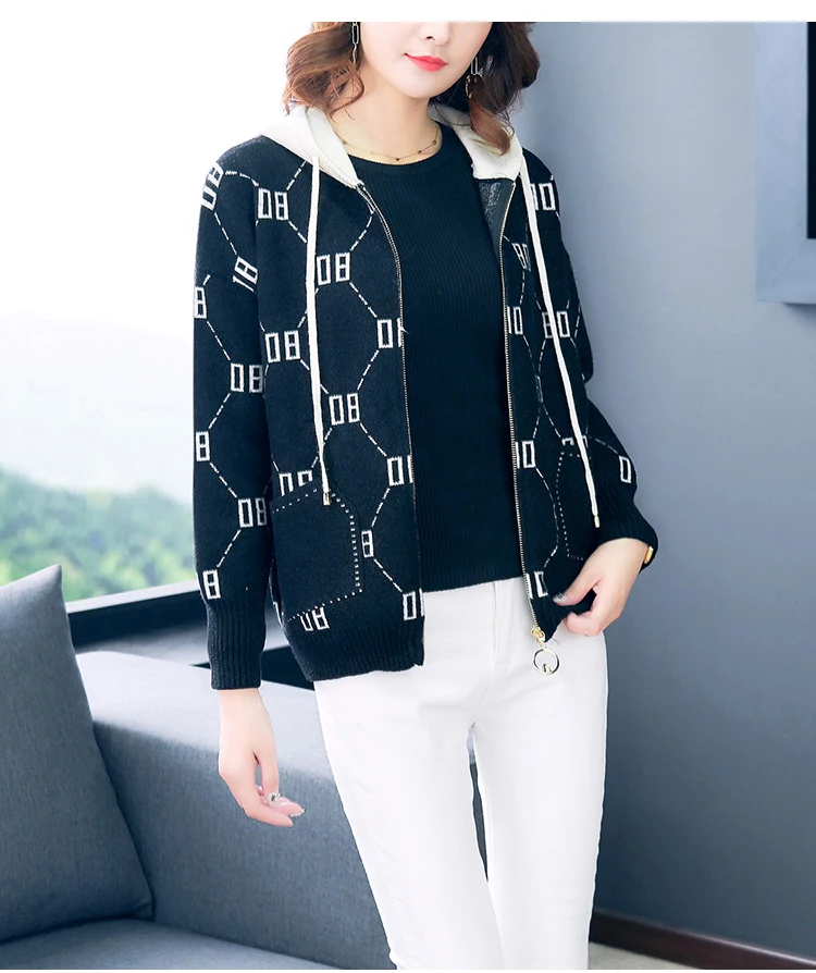 Осенне-зимний шикарный толстый кардиган с капюшоном свитер для женщин теплое