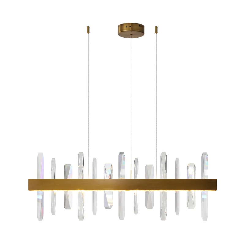 Candelabro de cristal K9 de lujo, iluminación LED moderna para comedor, Isla, luces colgantes, accesorios de decoración de cocina, lámparas colgantes doradas