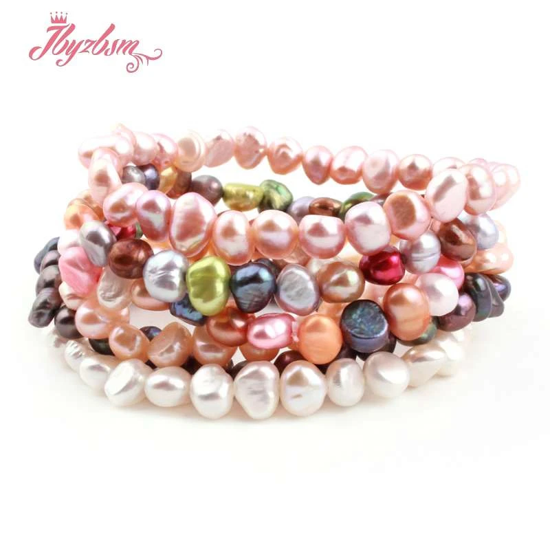 Женский браслет с пресноводным жемчугом ручной работы белого фиолетового