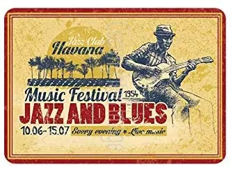 

Mora Color Jazz and Blues Tin Sign Vintage Metal Pub Club Cafe Bar Home Wall Art Decoration Poster Retro 8x12 Inches Poster