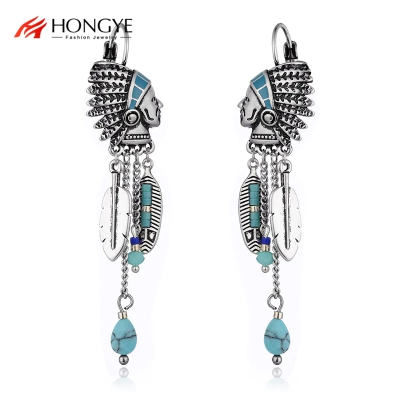 В этническом стиле Висячие серьги для женщин в винтажном индийские ювелирные