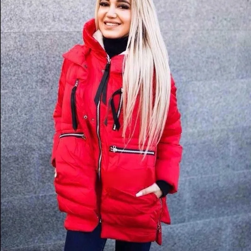 Winter Jacket Women 100% Down Cotton Padded Padded Jacket Loose and Thick Ladies Casual Winter Coat