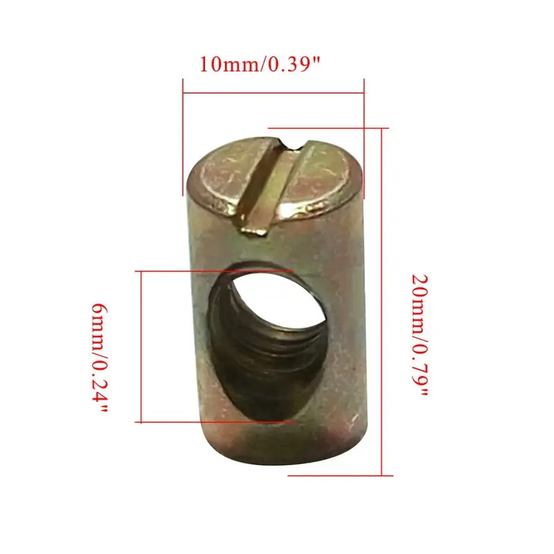 Hot 10Pcs/set M6/ Furniture Cross Hole Nut Carbon Steel Bed Bolt Barrel Accessories Tools Parts | Обустройство дома