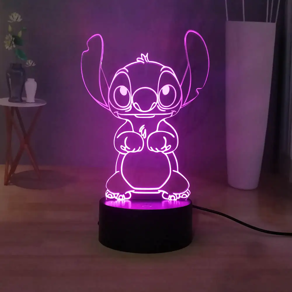 Светодиодный ночник с милым стежком акриловый RGB многоцветный USB 3D иллюзия ночной