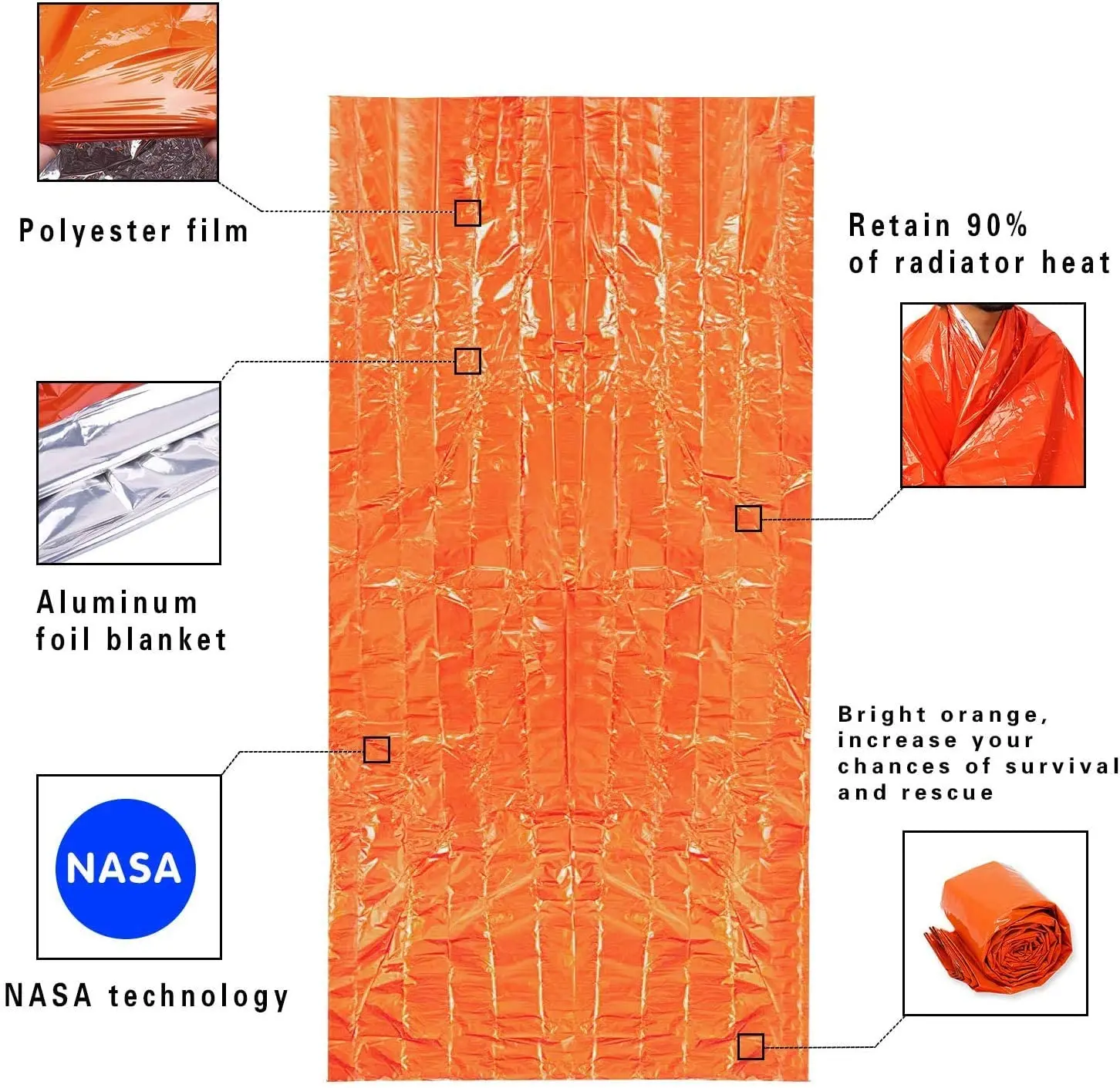 Новый аварийный спальный мешок первой помощи PE алюминиевая пленка палатка для
