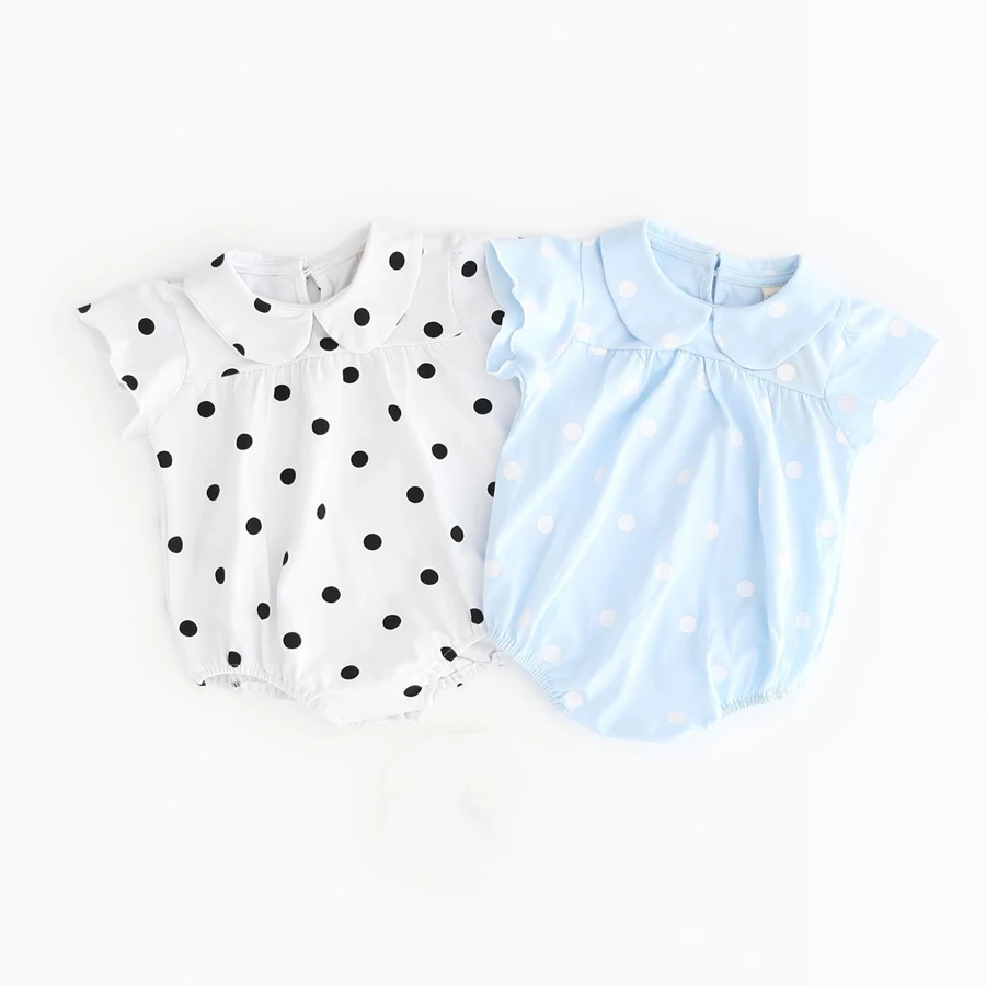 Fashion Light Color Baby Girls Rompers Jumpsuit Cotton Summer Outfit Clothes Lovely Dot Print Newborn Toddler 0-18M Kids Clothes