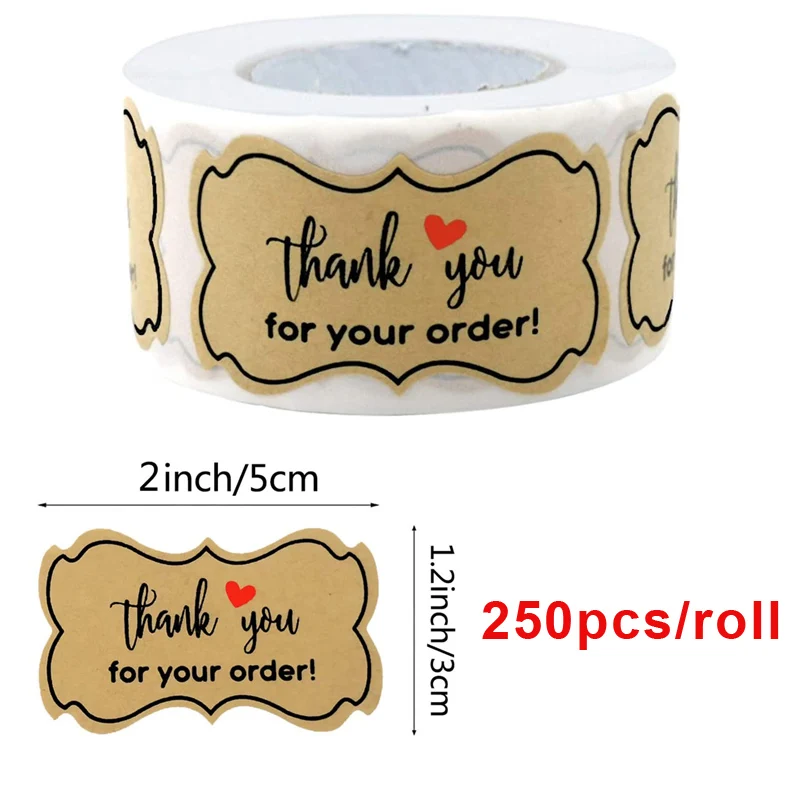 Новинка 250 шт. 3*5 см спасибо за ваш заказ стикеры из крафт бумаги для покупок