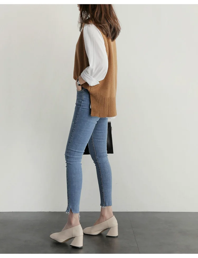 Осень Зима 2019 новый большой размер Свободный жилет женский вязаный свитер с