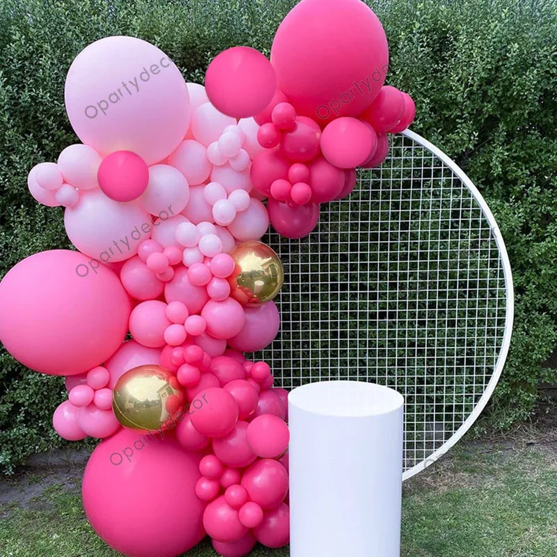 

155pcs Big 18inch Girl Birthday Balloon Garland Pink Rose Red Balloons Arch Kit For Valentine'S Day Wedding Party Decoration
