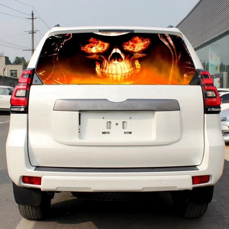 

Car Stickers Yellow Flame Totem Pattern Rear Window Decal Auto Vinyl Film Stickers Universal Car Pickup Accessories