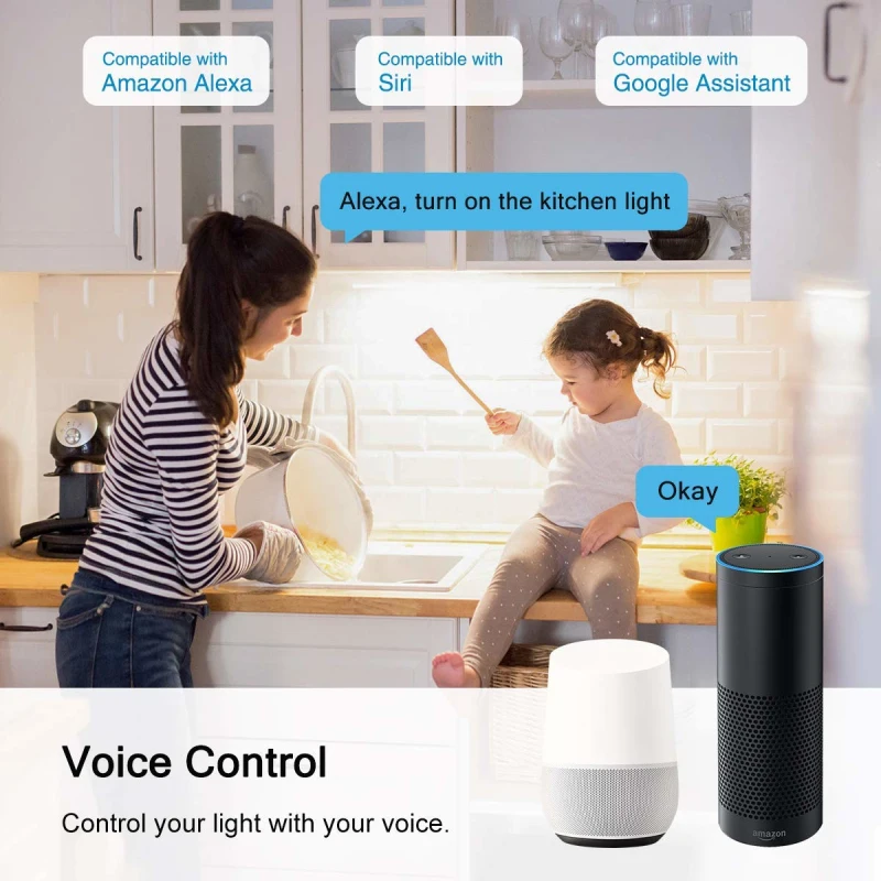 WiFi умный светильник GU5.3 GU10 E27 LED RGB лампа работает с Amazon Alexa/Google Home 85 265 в + белый