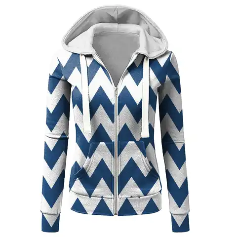 Women Casual Fashion Comfort Hoodies Stripe Print Zipper Outerwear Hooded Sweatshirt Jacket Slim Coats толстовка женская D911#