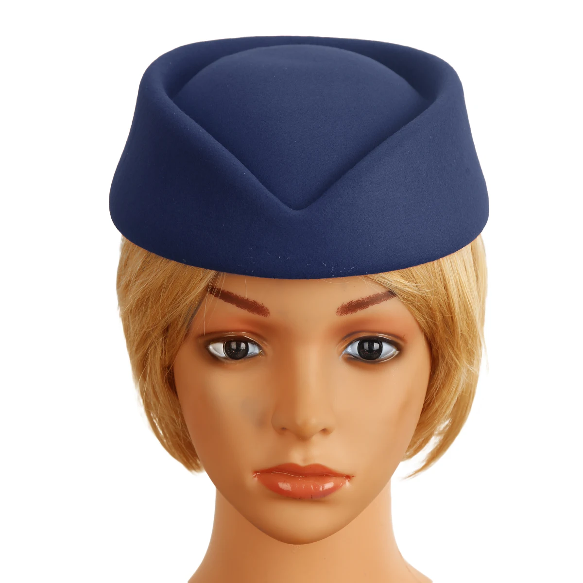 Imitation Wool Felt Stewardess Air Hostesses Pillbox Hat Millinery Teardrop Fascinator Base Cap for Cosplay Costume Accessories
