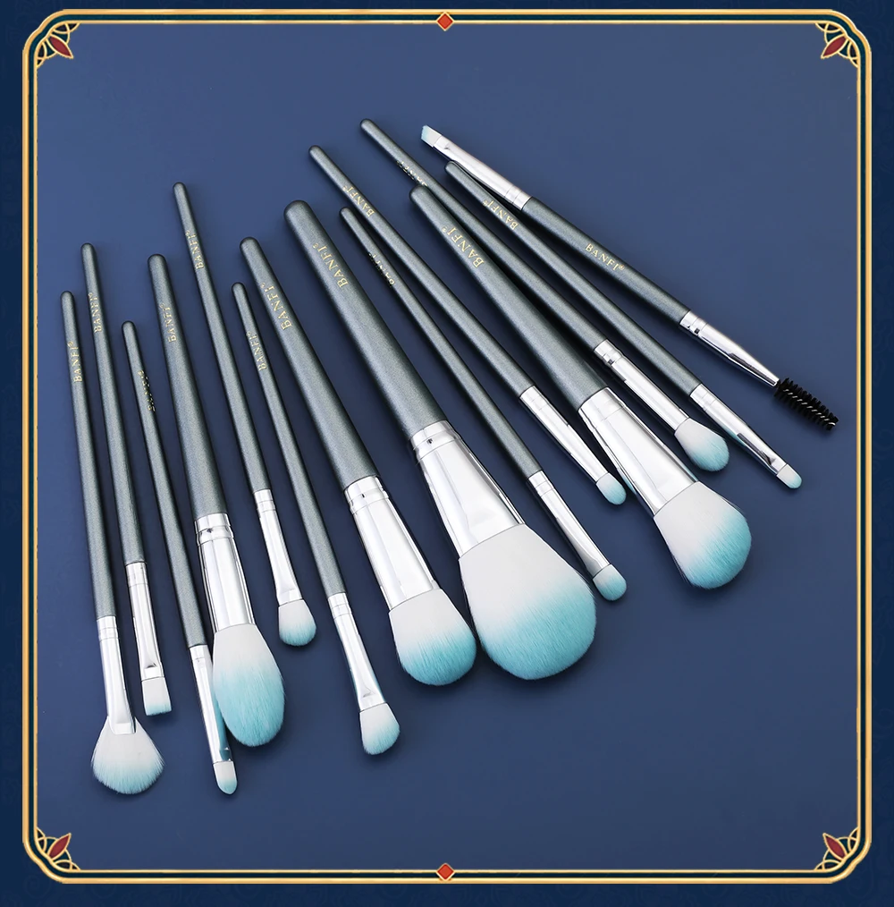

BANFI 13pcs SilverMakeup Brushes Set Cosmetics Powder Eye Shadow Foundation Blush Blending Beauty Tool Make Up Brushes Maquiagem