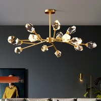 all copper nordic led crystal chandelier golden ceiling lamp living room bedroom kitchen home decoration interior lighting