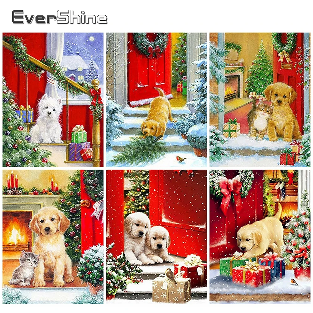 

EverShine 5D DIY Diamond Painting Cartoon Cross Stitch Kits Diamond Embroidery Christmas Needlework Mosaic Dog Handmade Hobby