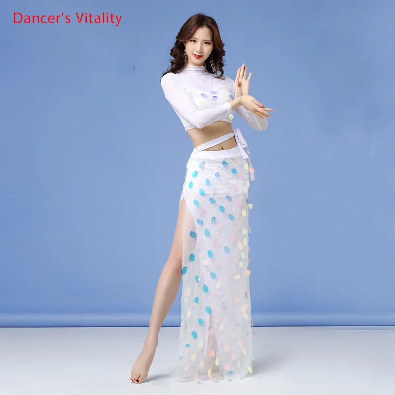 Фото Женская одежда для тренировок и выступлений Belly Dance New с длинными рукавами пышная удобная юбка блестками Женская одежда для тренировок и выступлений Belly Dance New с длинными рукавами пышная удобная юбка блестками