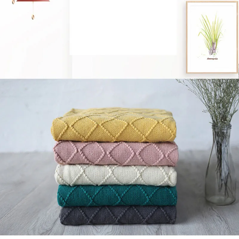 Скандинавское трикотажное покрывало для дивана с нитью на кровать диван в клетку