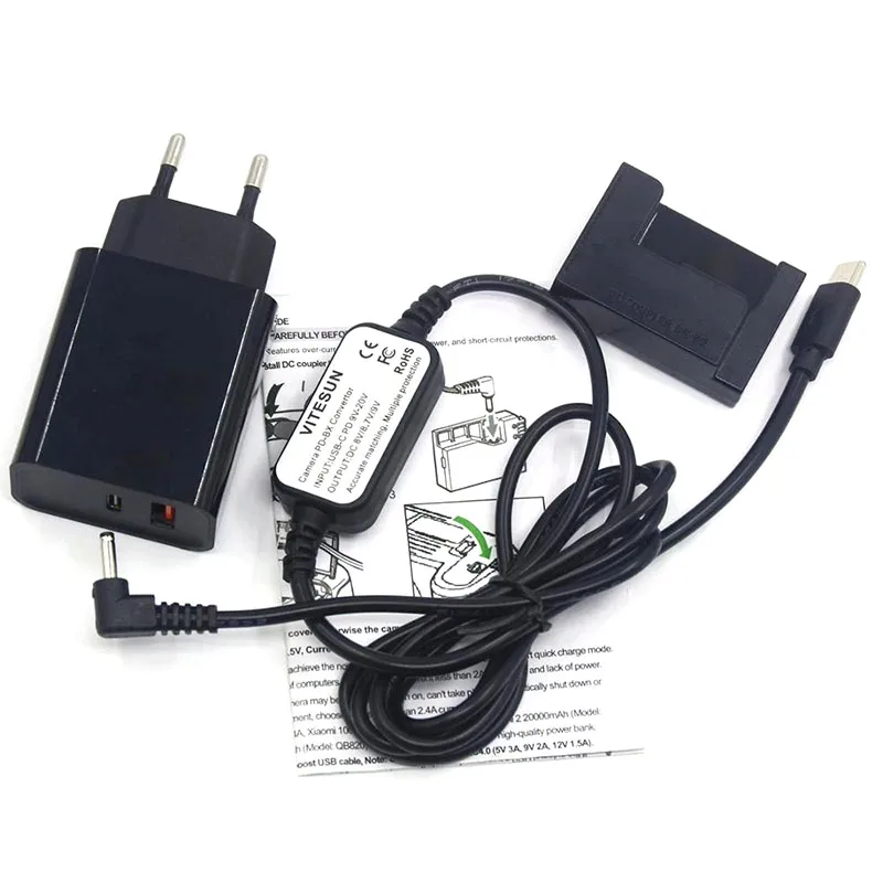 

PD Charger+USB Type-C Charger Cable+DR-80 DC Coupler NB-10L Fake Battery for Canon G1X G3X G15 G16 SX50 SX60 HS Camera