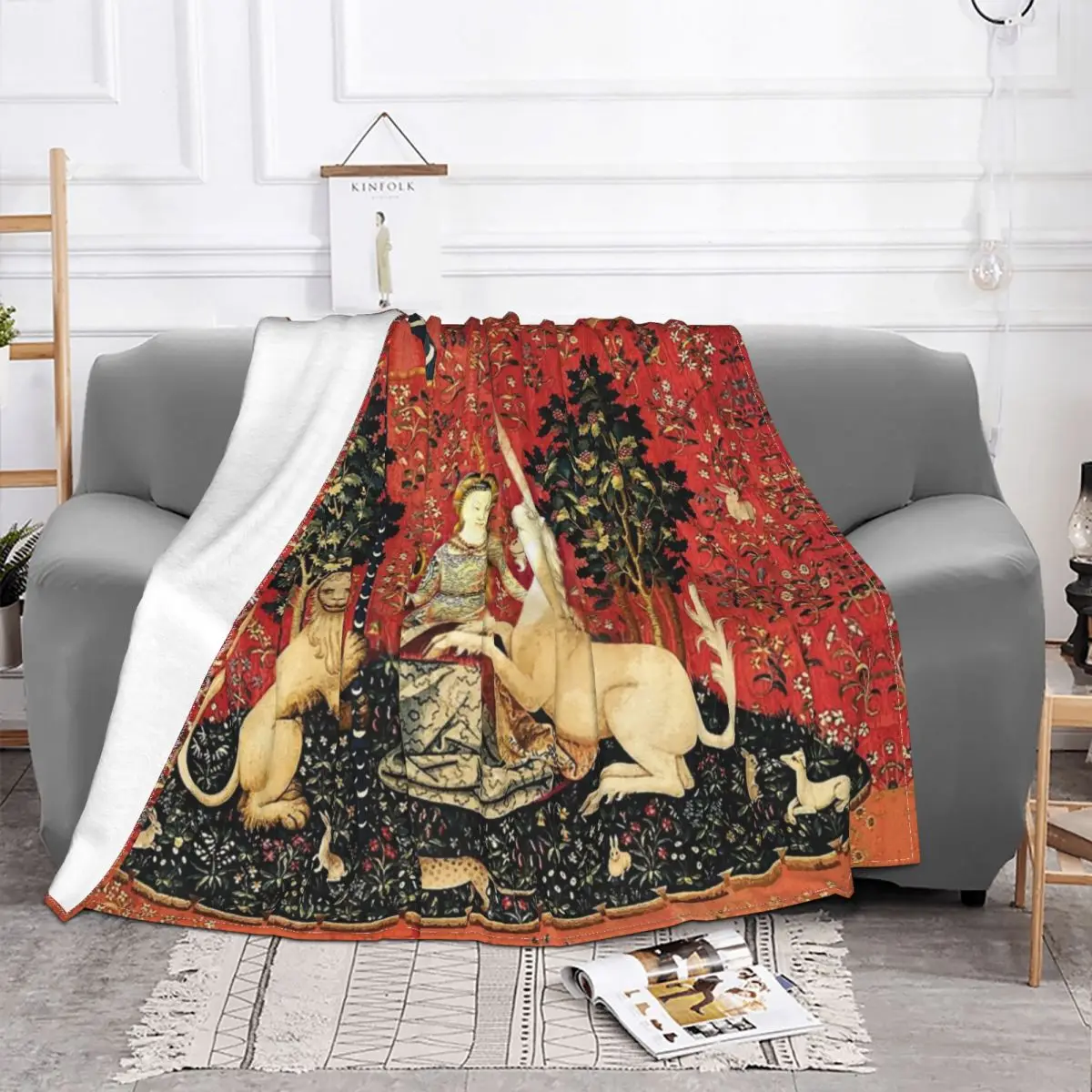 Женское одеяло с изображением единорога флисовое всесезонное теплое покрывало в