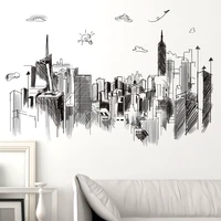 shijuekongjian black buildings wall stickers diy architecture wall decals for living room bedroom office home decoration