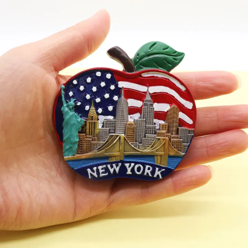 Магнит на холодильник США Нью Йорк сувенир яблоко зеленые деликатные