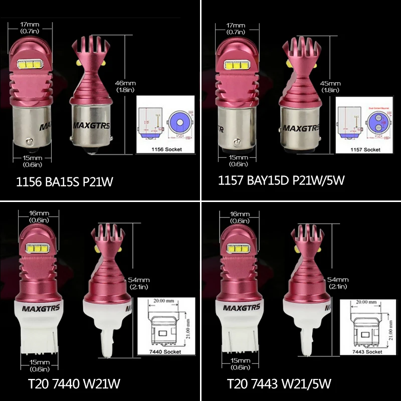 2x S25 1156 BA15S 1157 7440 7443 W21W BAY15D P21W CREE чип Автомобильный светодиодный Замена лампы сигнала поворота Задний фонарь светильник белого цвета