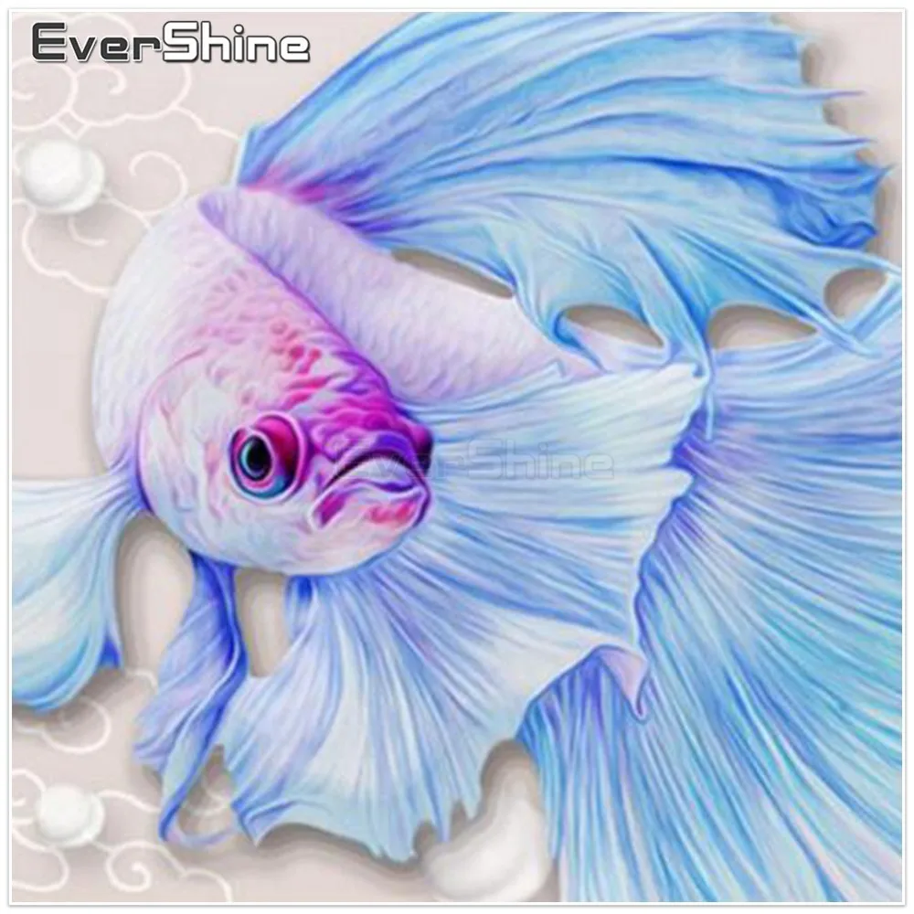EverShine DIY Diamond Embroidery Fish Painting Full Round Cross Stitch Animals Mosaic Pictures Of Rhinestones | Дом и сад