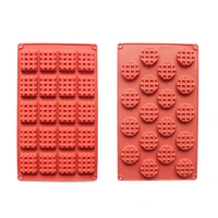 mini silicone waffle baking mold diy rectangle chocolate round cookie mold nonstick biscuits muffin moulds cake decoration
