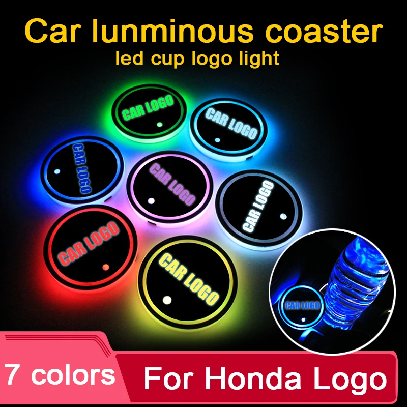 2 шт. Автомобильные светодиодные подставки для стаканов Honda logo светильник For civic 2018