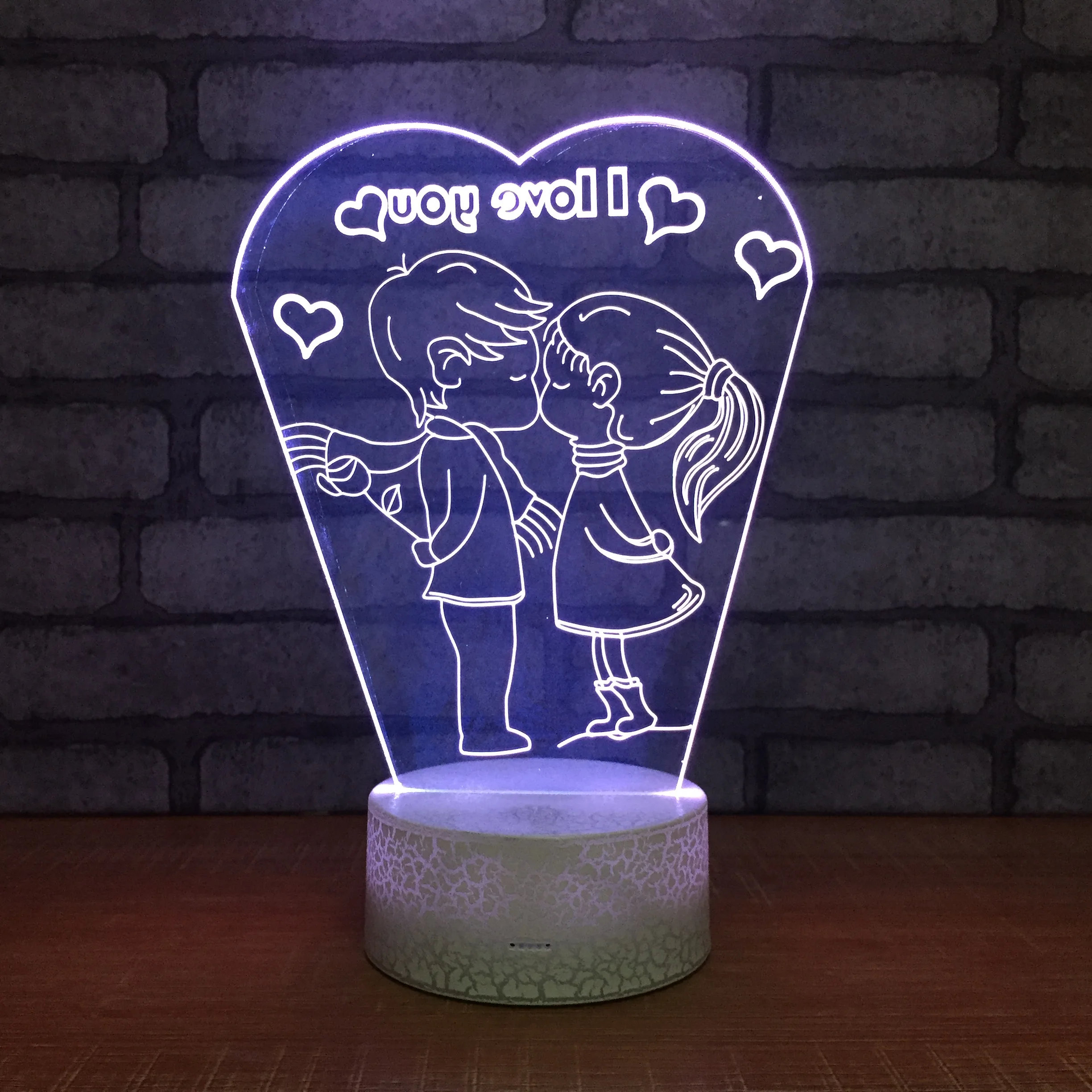 

Светодиодный ночник, 7 цветов, 3D иллюзия, любовь, поцелуй, 3d Визуальный светодиодный сенсорный Usb, настольная лампа, детское освещение для сна...