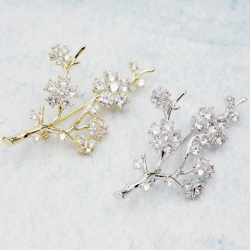 Fashion Plant Zircon Brooch Ladies And Accessories Korean Flower Wedding Jewelry Sweater Shirt Pins | Украшения и аксессуары