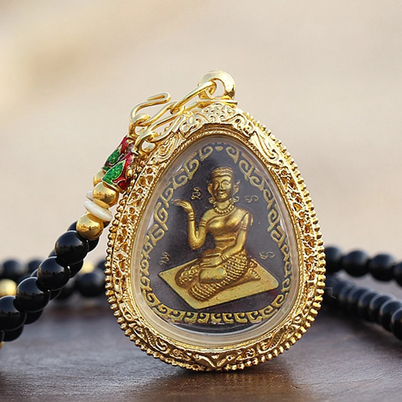 

Southeast Asia Thailand Temple Buddhist talisman safety healthy GOOD LUCK LONG PO wealth Goddess Nang Kwak Buddha Pendant Amulet