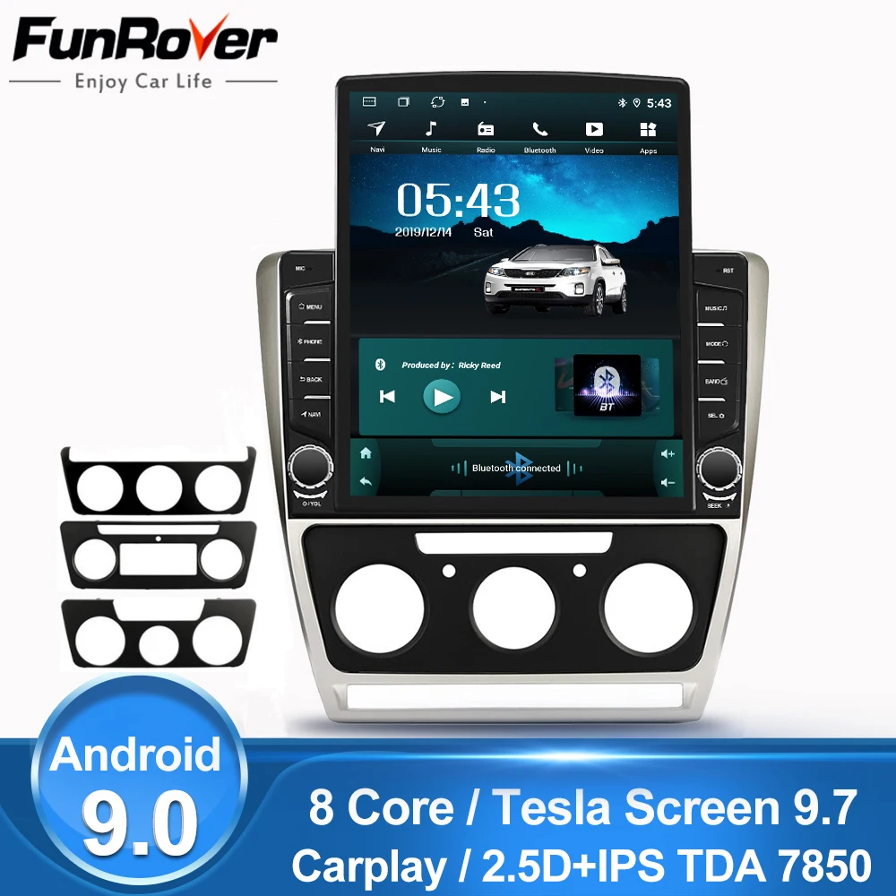 Funrover 9 7 &quotTesla экран Android9.0 автомобильный мультимедийный плеер радио gps navi для Skoda