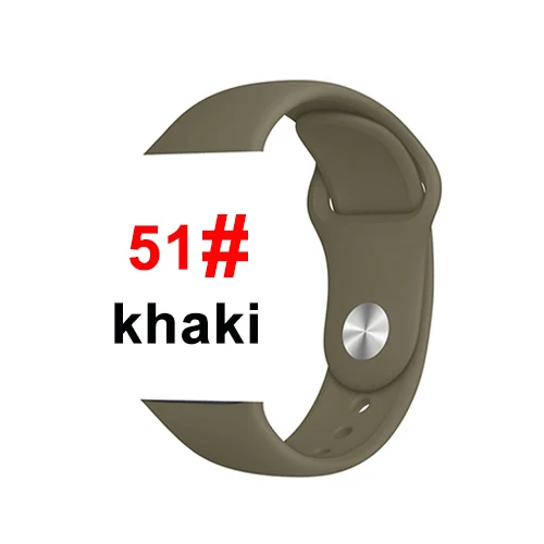 Спортивный мягкий силиконовый ремешок для Apple Watch, ремешок 44 мм, 40 мм, серия 5, 4, браслет для часов iWatch, ремешок 38 мм, 42 мм, 3, 2, 1, аксессуары - Цвет ремешка: 51 Khaki
