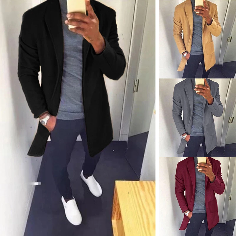 CHANWELL 2019 зимнее пальто для мужчин casaco masculino длинный рукав однотонный Блейзер