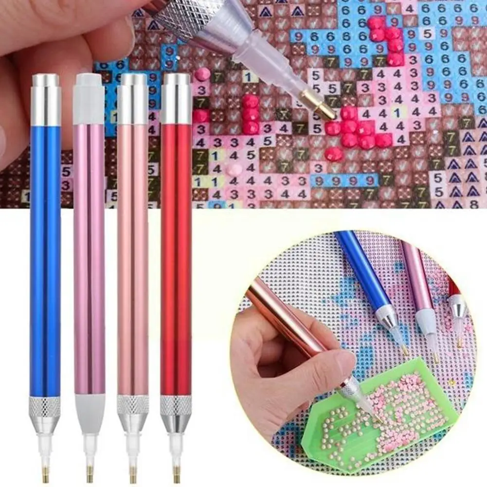 

5D DIY Cross Stitch Point Drill Pen with Light Single Luminous Head Batteries Pens Drill LED Without Point Z4P3