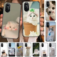 funny cartoon cat clear phone case for huawei honor 20 10 9 8a 7 5t x pro lite 5g black etui coque hoesjes comic fash design