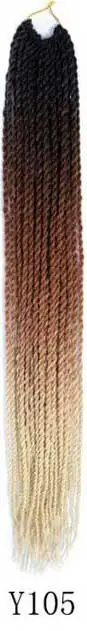 Qphair Ombre Сенегальские вьющиеся волосы крючком косы 24 дюйма 30 корней/упаковка синтетические плетеные волосы для женщин черные кроличьи волосы - Цвет: y105