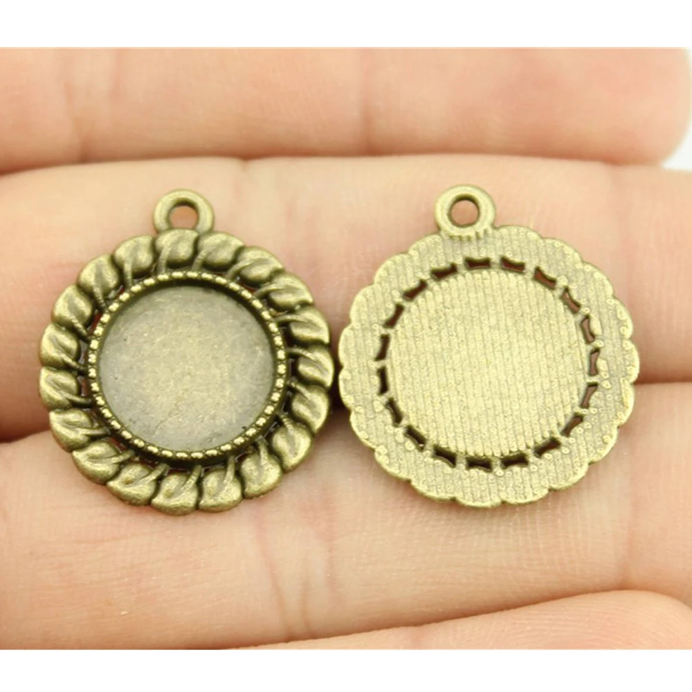 

10pcs 12mm Inner Size Antique Bronze Grass Cameo Cabochon Base Setting Charms Pendant Jewelry Findings