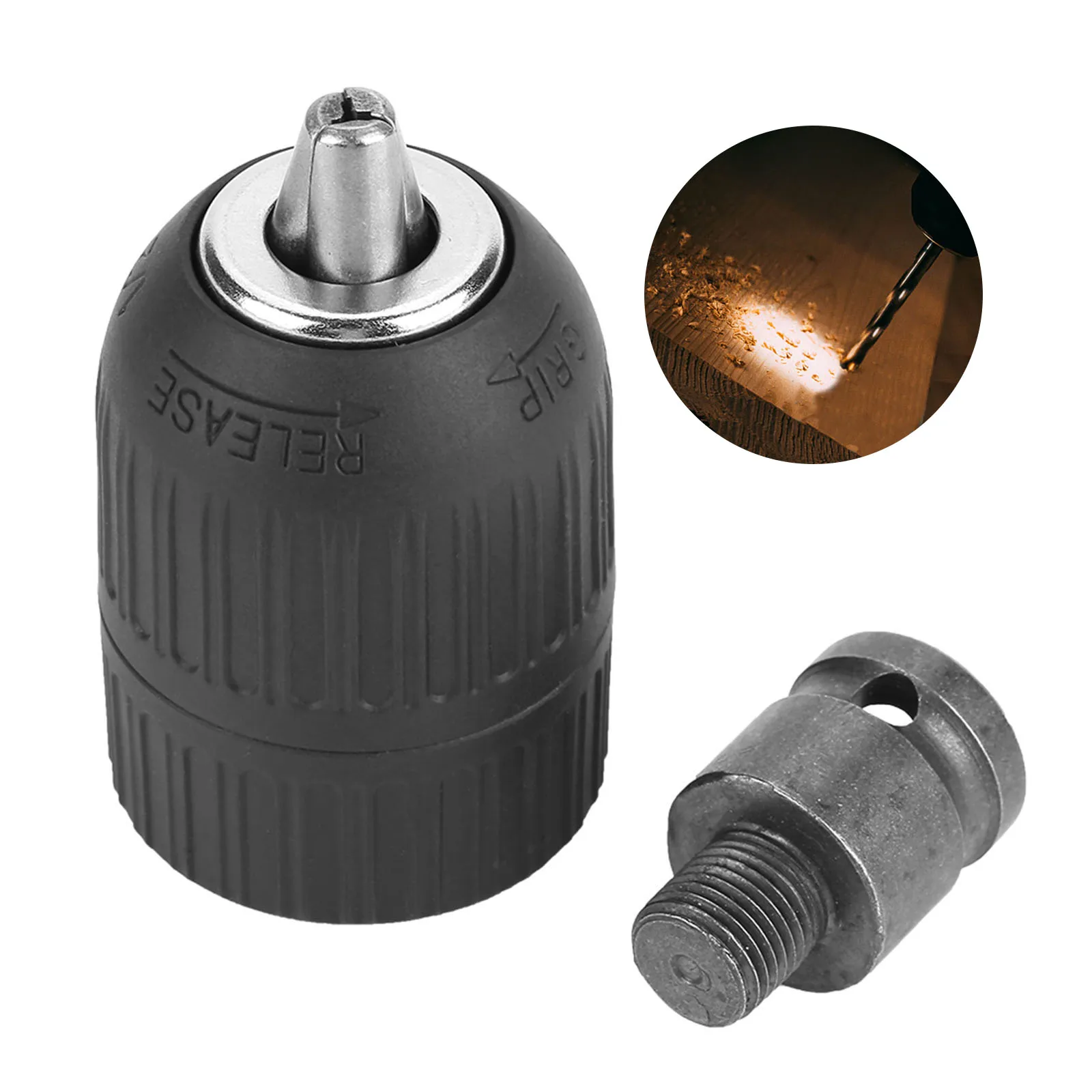 

Drill Chuck Adapter Universal Chuck Convert Impact Wrench Into Electric Drill - 1/2"-20UNF Keyless 3 Claws with Chuck Adaptor