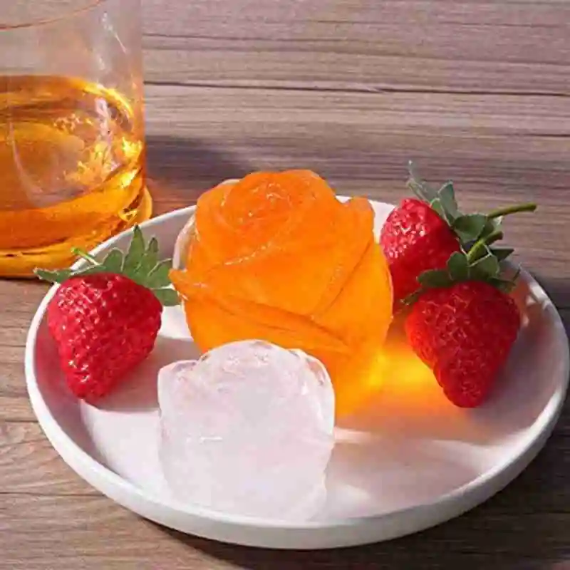 

3D Rose Shape Ice Cube Silicone Mold Whiskey Cocktail Mould Bar Tools For Valentine's Day Party Romantic Atmosphere Maker